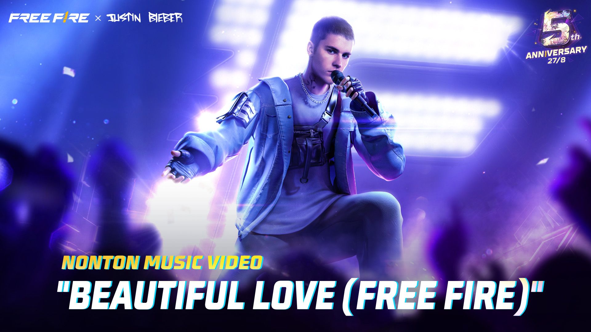 Video Musik lagu Beautiful Love (Free Fire) yang dibawakan oleh Justin Bieber.