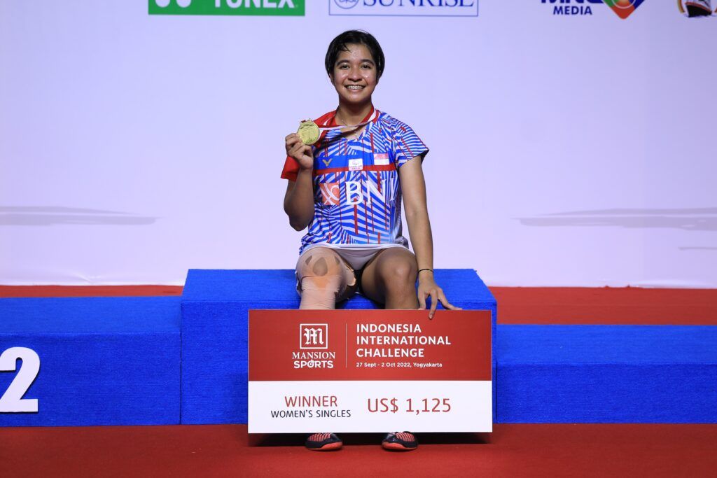 Ester Nurumi Tri Wardoyo berhasil menjajaki podium sektor tunggal putri Mansion Sports Indonesia International Challenge 2022 di Yogyakarta, Minggu (2/10/2022).