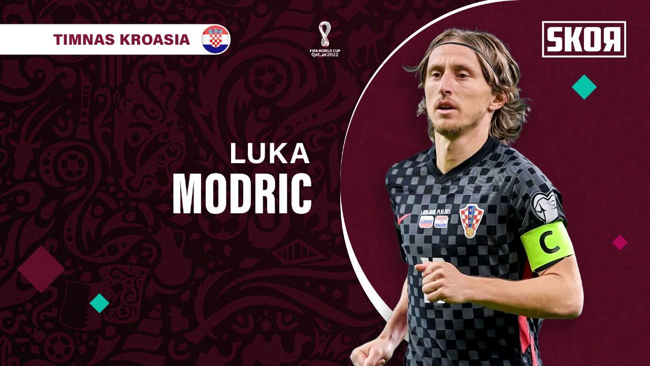 Cover Luka Modric, gelandang timnas Kroasia yang akan menghadapi juniornya, Vinicius Junior saat lawan Brasil.