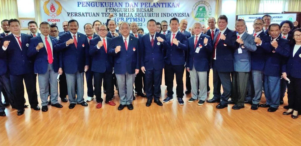 Kepengurusan baru Persatuan Tenis Meja Seluruh Indonesia (PB. PTMSI) masa bakti 2022-2026 telah resmi dikukuhkan dan dilantik di Kantor Koni Pusat pada Rabu (9/11/2022).