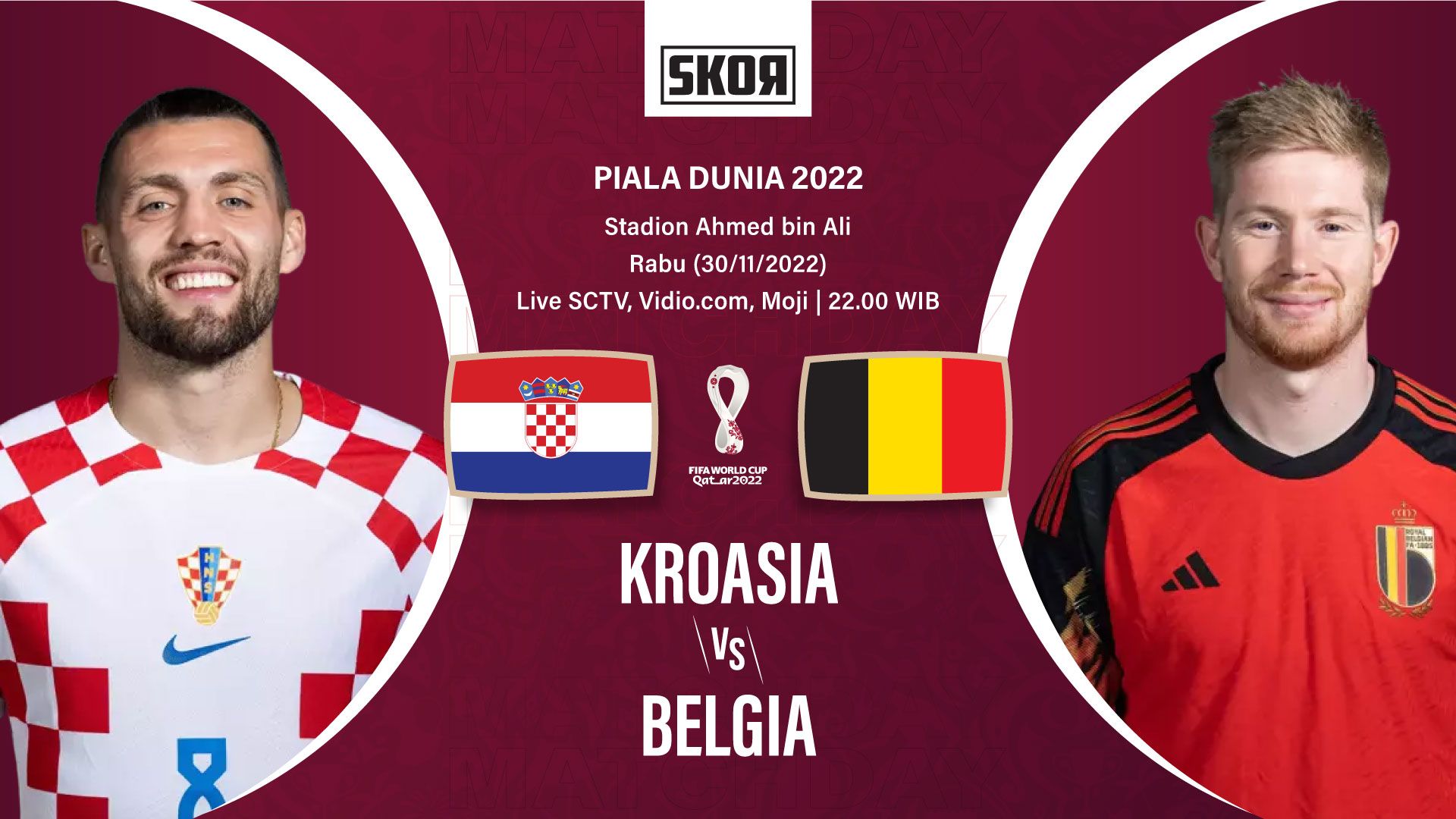 Cover Kroasia vs Belgia di Piala Dunia 2022.