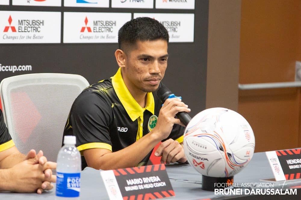 Kapten timnas Brunei, Hendra Azam dalam sesi jumpa pers play-off Piala AFF 2022 pada 4 November 2022.