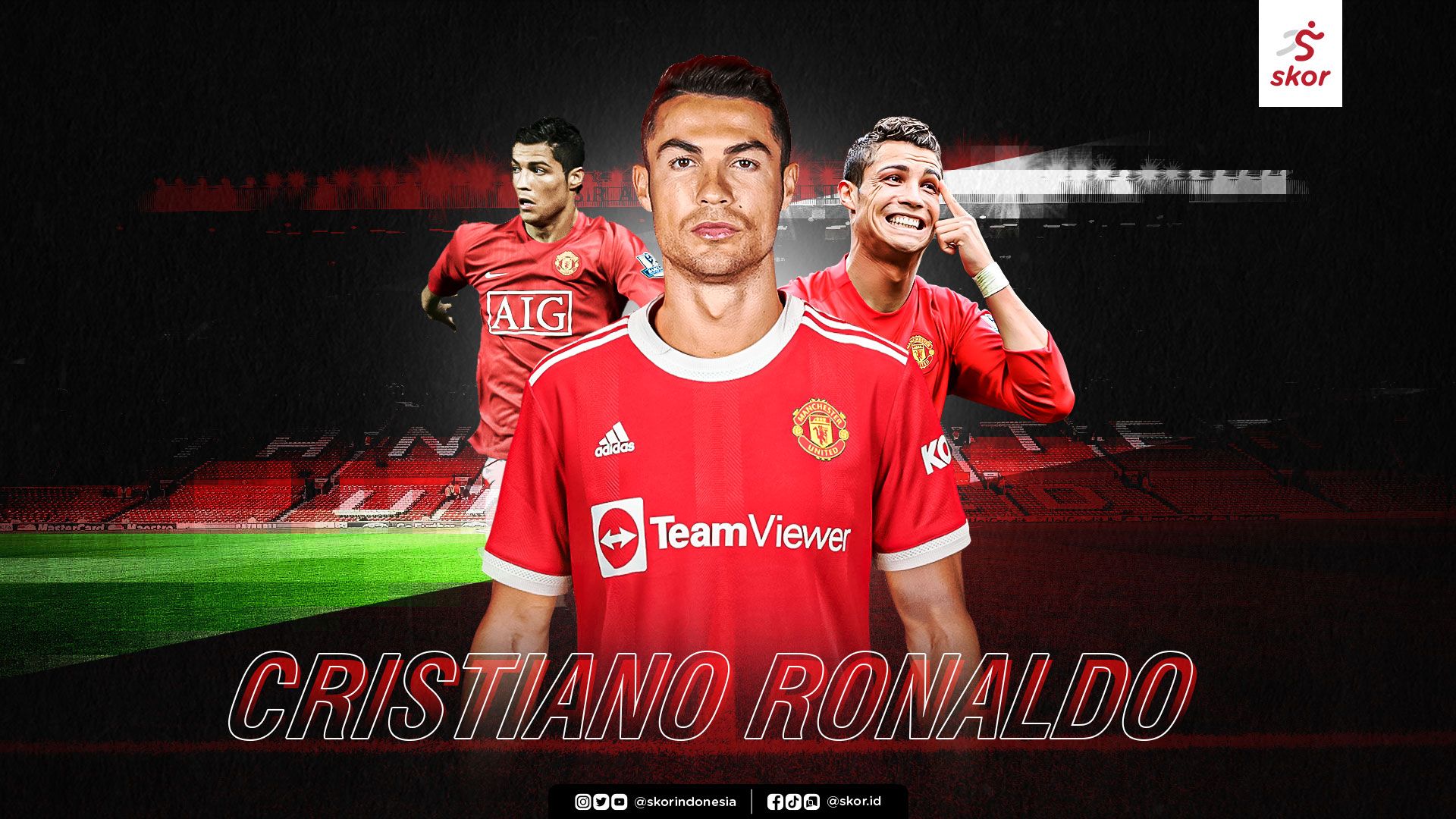 Cover Cristiano Ronaldo berseragam Manchester United.