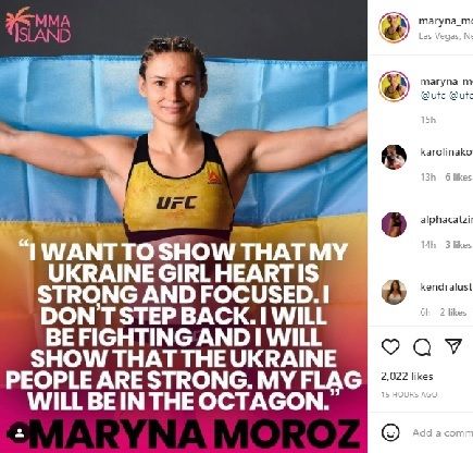 Bintang UFC, Maryna Moroz, bertekad memenangkan pertarungannya di UFC 272 sebagai bukti keteguhan hatinya sebagai wanita Ukraina.