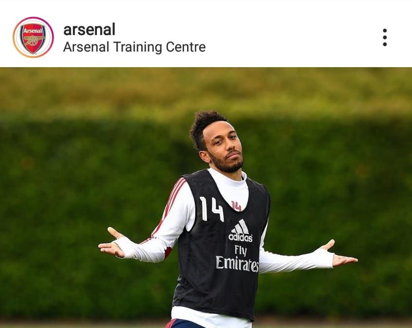 Pemain Arsenal, Pierre-Emerick Aubameyang, dalam sesi latihan setelah libur akibat Covid-19.