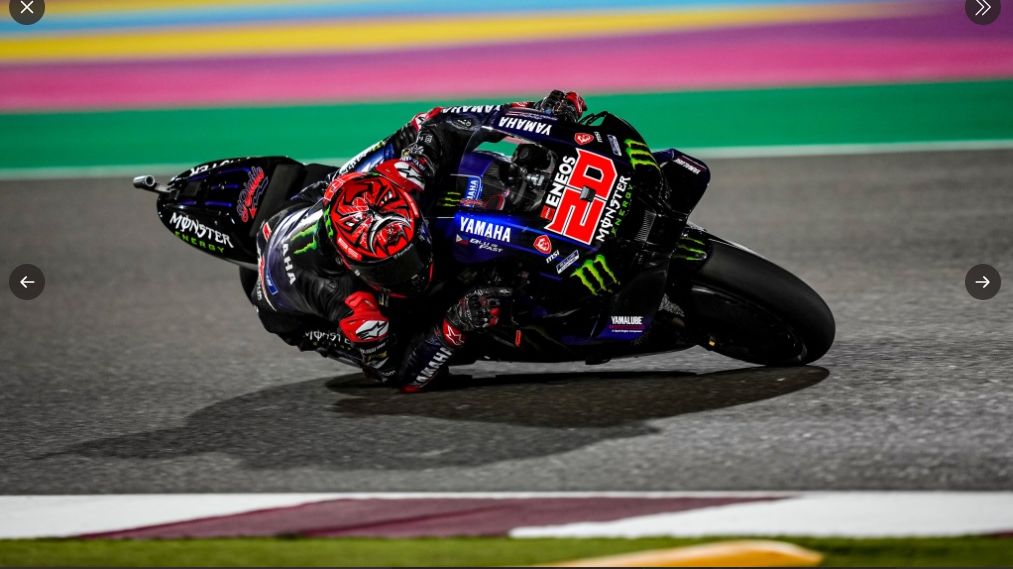 Pembalap Monster Energy Yamaha, Fabio Quartararo, saat tampil dalam sesi kualifikasi MotoGP Qatar 2022 yang berlangsung di Sirkuit Lusail pada Sabtu (5/3/2022).