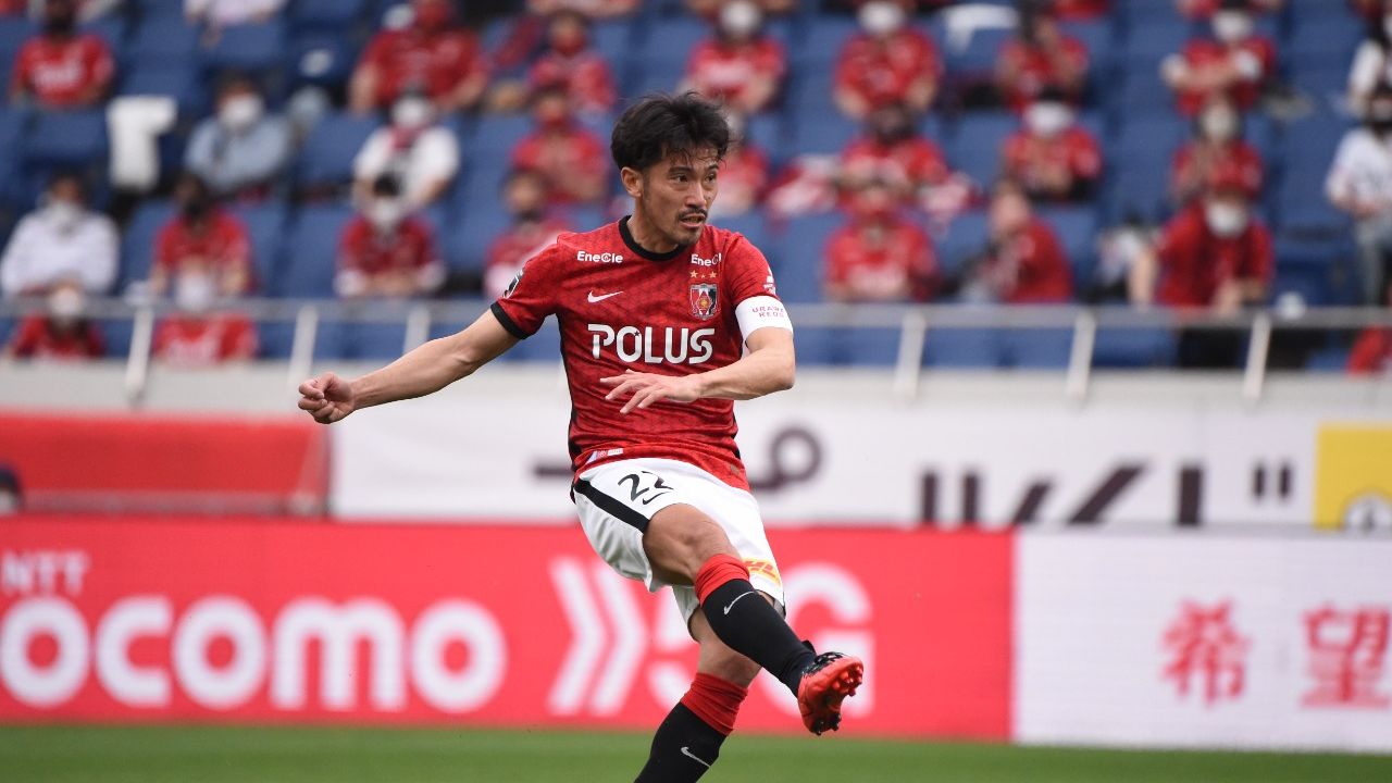 Legenda timnas Jepang, Yuki Abe, saat main untuk Urawa Red Diamonds di J.League.