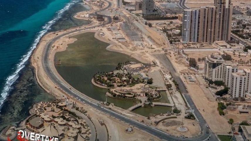 Penampakan lintasan Jeddah Corniche Circuit yang akan digunakan sebagai venue balapan GP Arab Saudi, 3-5 Desember 2021.