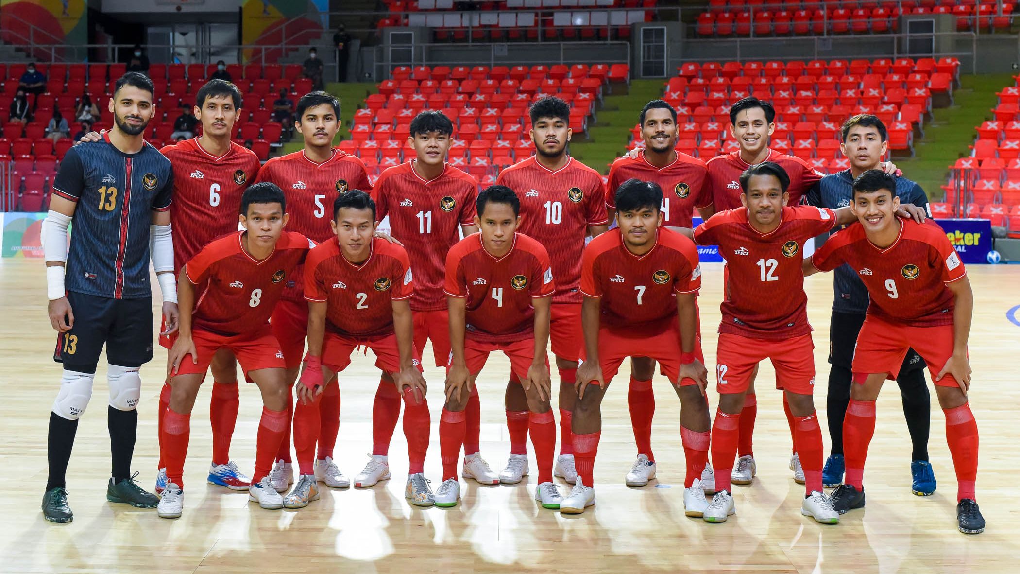 Para pemain timnas futsal Indonesia pada Piala AFF Futsal 2022 di Thailand, April 2022.