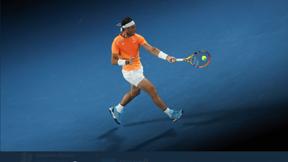 Petenis Spanyol, Rafael Nadal, saat berlaga di babak kedua Australian Open 2023, Rabu (18/1/2023).