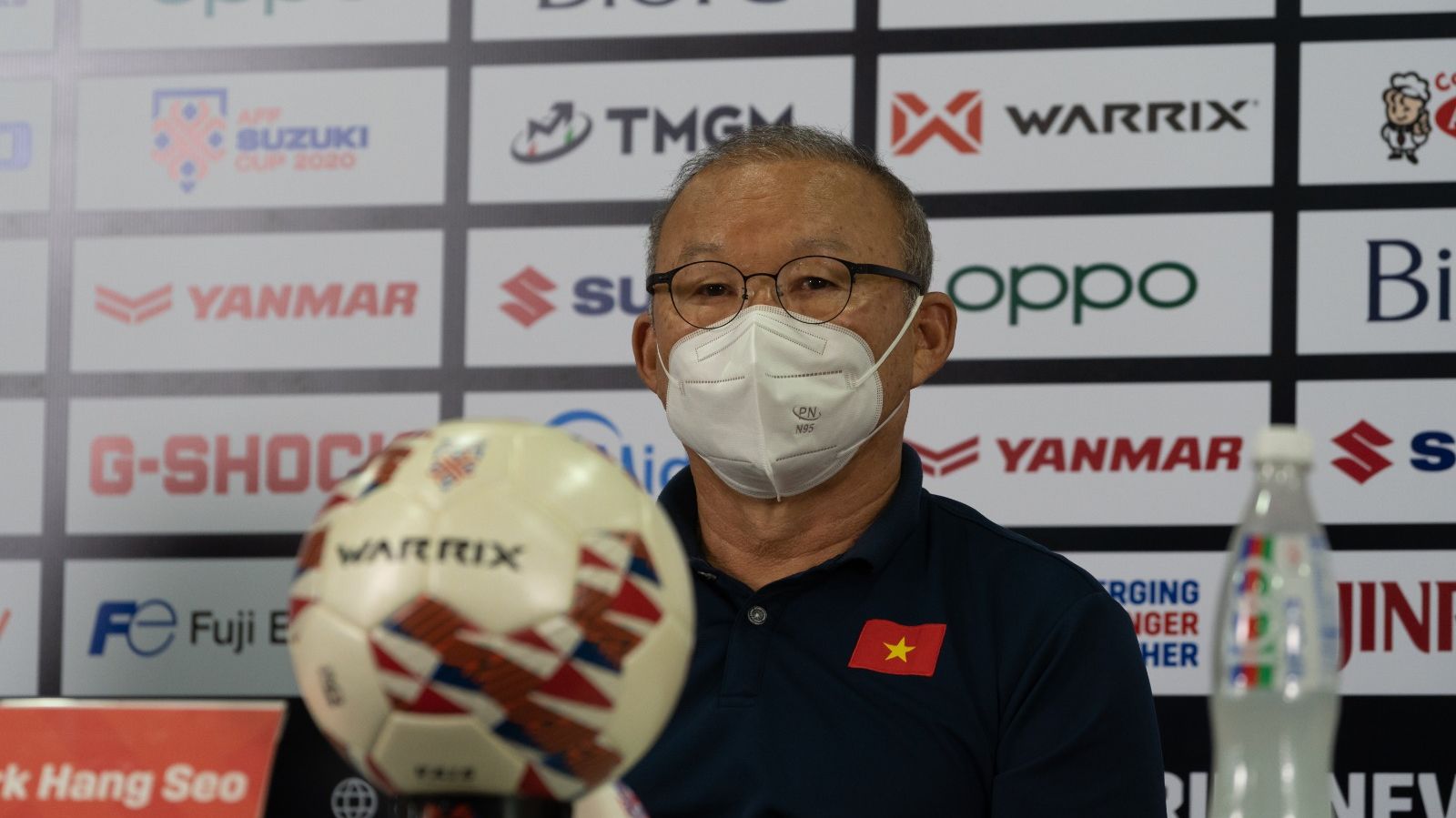 Pelatih timnas Vietnam, Park Hang-seo, memberikan keterangan pers pada Piala AFF 2020.