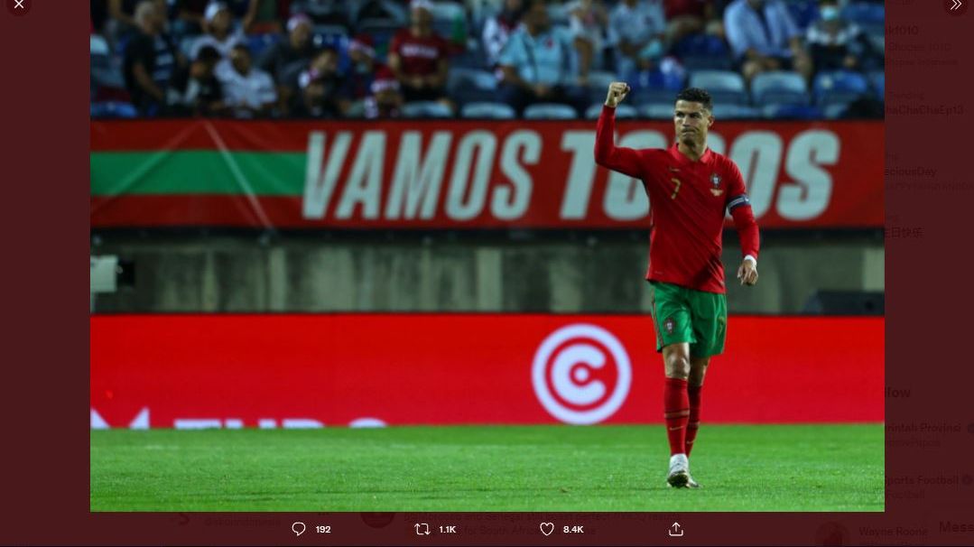 Kapten timnas Portugal, Cristiano Ronaldo saat tampil bersama timnya.