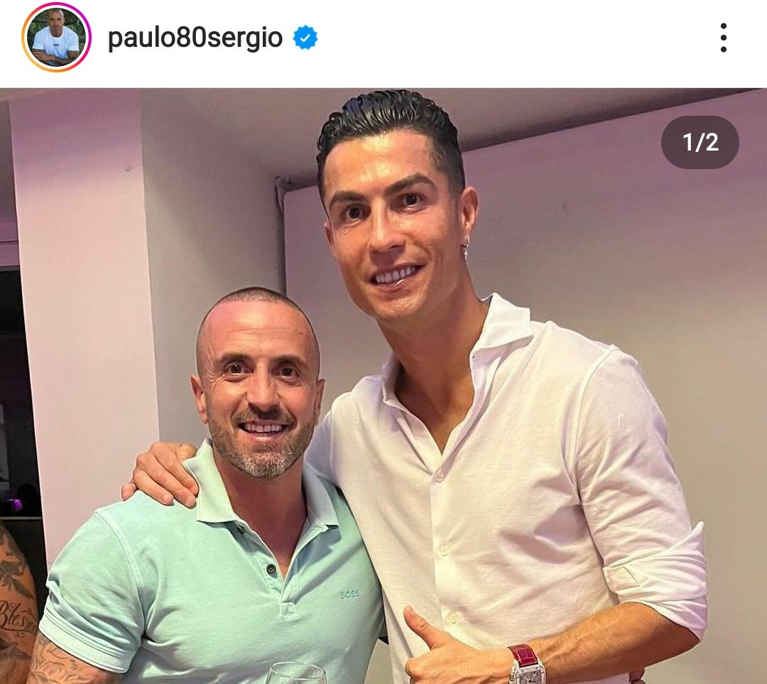 Paulo Sergio abadikan momen bersama Cristiano Ronaldo yang diunggah dalam sosial media, Senin (19/9/2022).