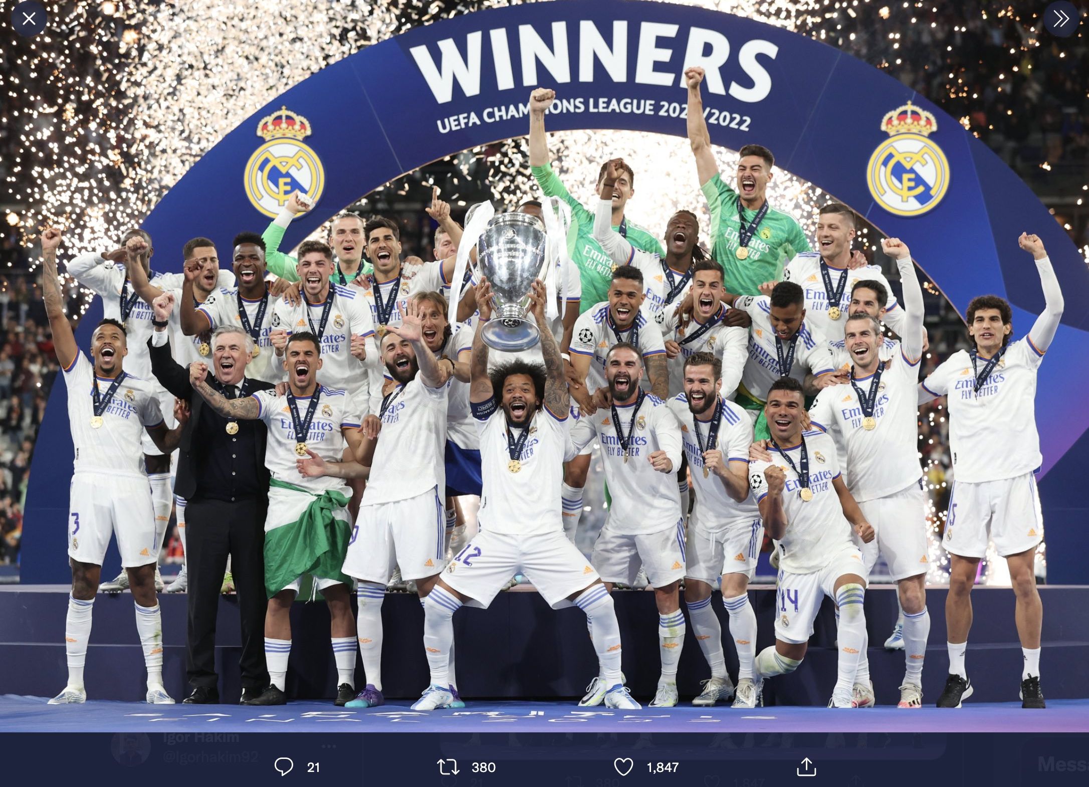 Real Madrid keluar sebagai juara Liga Champions 2021-2022.