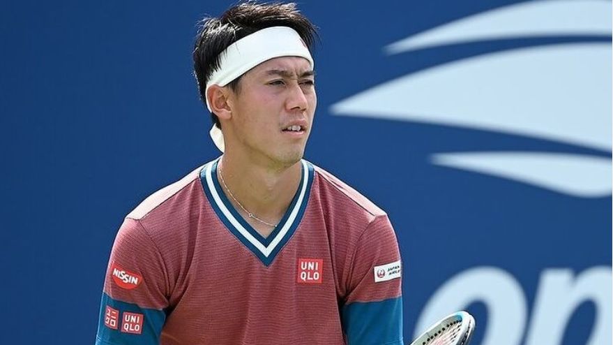 Petenis asal Jepang, Kei Nishikori saat melakoni laga pada US Open 2021.