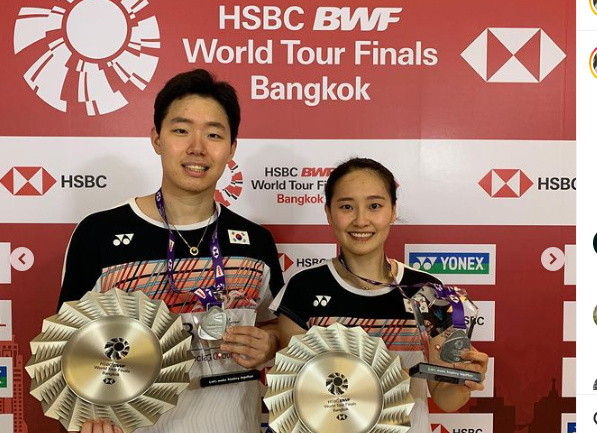 Seo Seung-jae (kiri)/Chae Yu-jung ketika menjadi runner-up BWF World Tour Finals 2020 di Bangkok, Thailand, pada Minggu (31/1/2021).