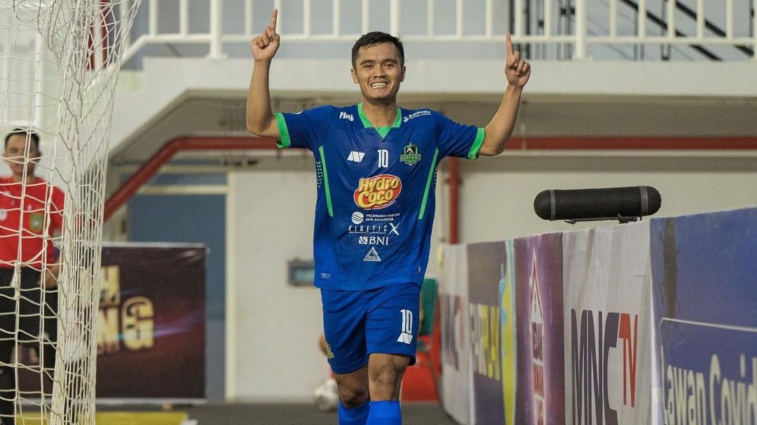 Andri Kustiawan saat merayakan golnya untuk Bintang Timur Surabaya pada Pro Futsal League 2021, Januari 2022.