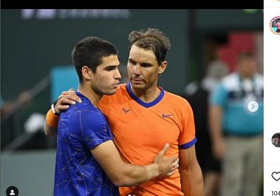 Carlos Alcaraz memposting foto bersama Rafael Nadal, yang baru saja mengalahkannya di semifinal Indian Wells 2022 pada hari Sabtu.