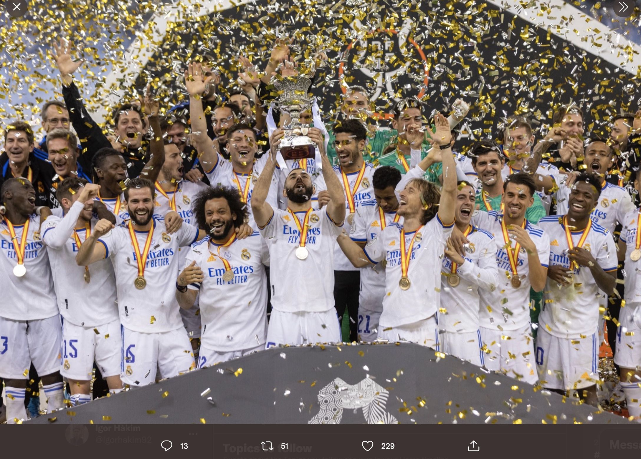 Real Madrid juara Piala Super Spanyol 2021-2022.