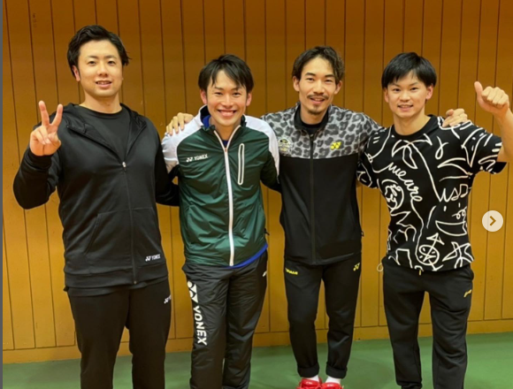 Hiroyuki Endo, Takeshi Kamura, Keigo Sonoda, dan Yuta Watanabe (ki-ka) reuni dalam pertandingan perpisahan pada Minggu (10/4/2022).