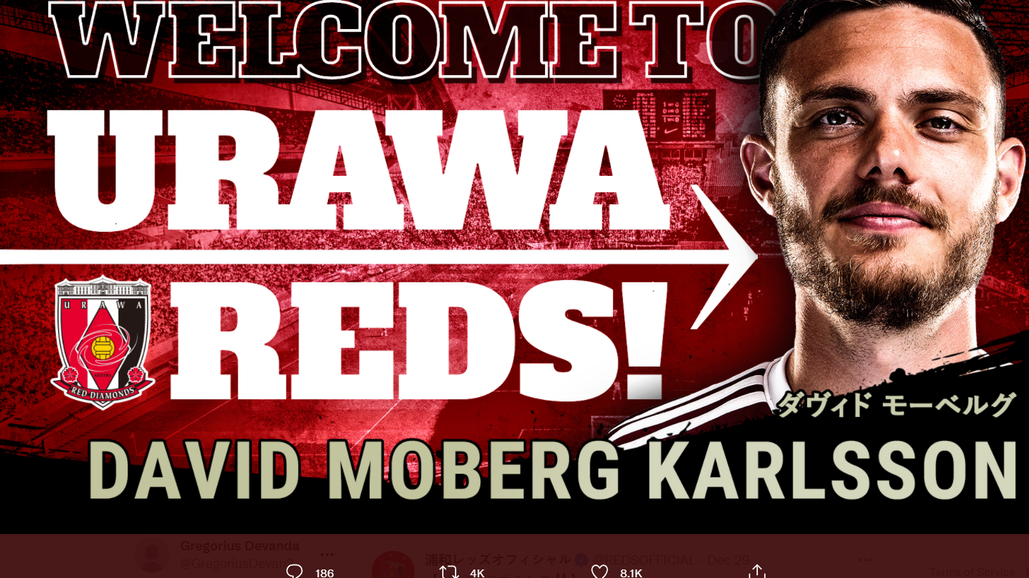 Winger anyar Urawa Reds, David Moberg.