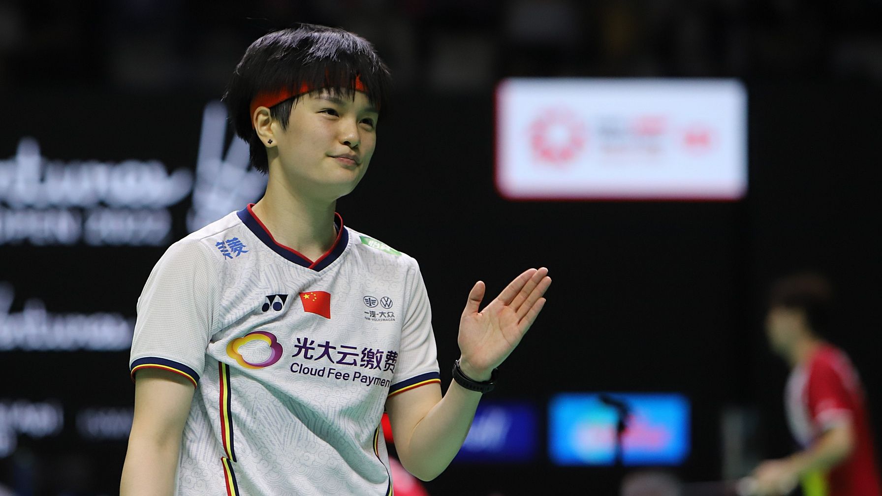 Tunggal putri Cina, Wang Zhi Yi, saat tampil pada babak kedua Indonesia Open 2022 yang digelar di Istora Senayan, Jakarta pada Kamis (16/6/2022).