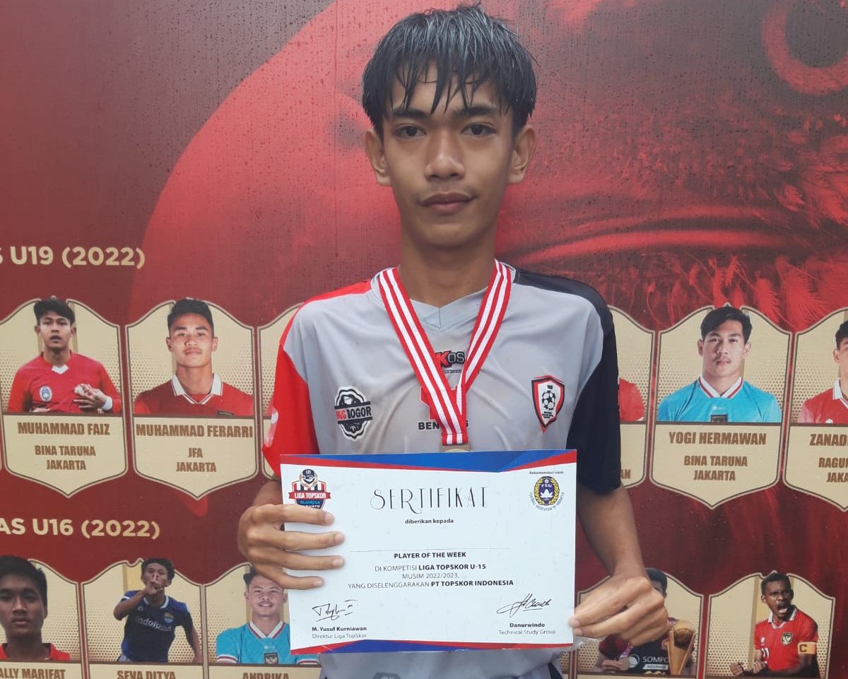 Stiker MMJ Tangguh, Fairus Zabadhi menjadi Player of The Week pekan ketiga Liga TopSkor U-15 2022-2023.