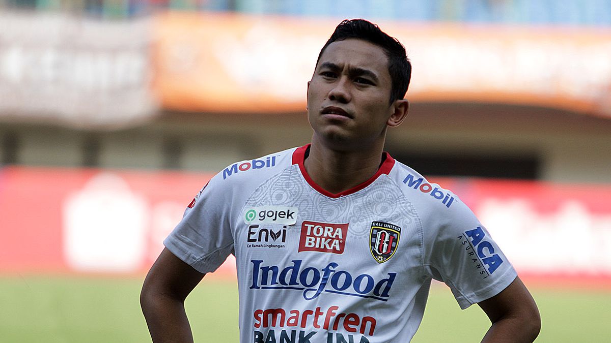Ricky Fajrin, bek sayap kiri Bali United, dalam sebuah pertandingan Liga 1 2019 di Jakarta.
