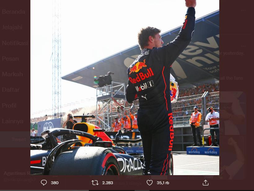 Max Verstappen meluapkan kegembiraan usai meraih pole position GP Belanda 2022.