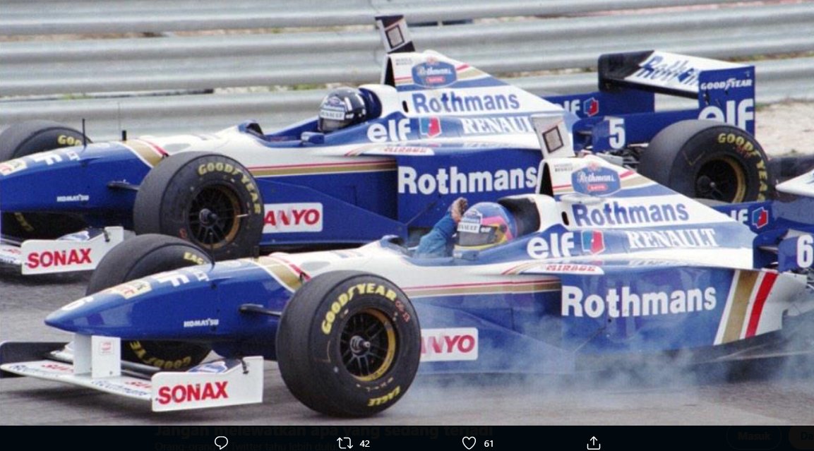 Portugal kali terakhir masuk kalender F1 pada 1996. Saat itu, duet pembalap Tim Williams, Jacques Villeneuve (kanan, no. 6) dan Damon Hill (5), finis pertama dan kedua lomba GP Portugal di Sirkuit Estoril.  