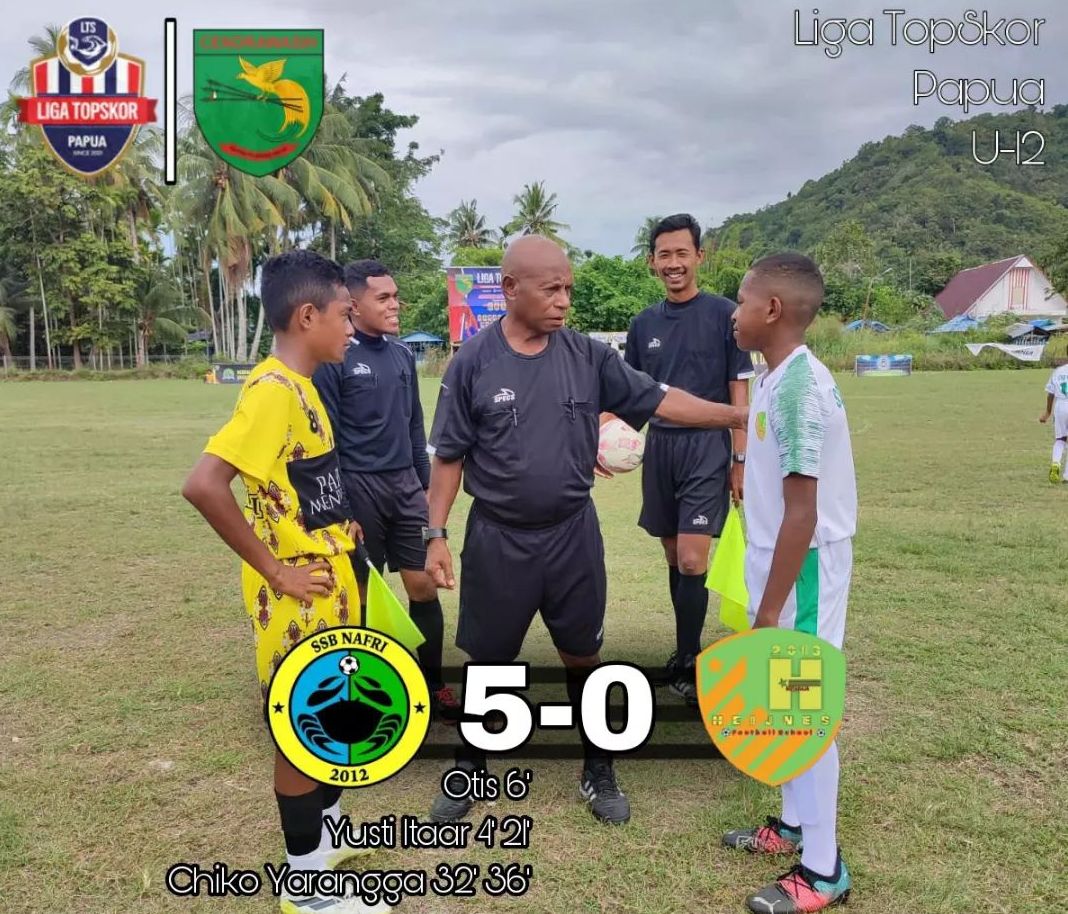 Nafri menang atas Heijnes Kotaraja dengan skor 5-0 pada lanjutan Liga TopSkor U-12 Papua. 