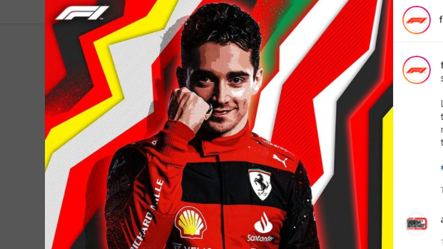 Poster kemenangan Charles Leclerc (Ferrari) di GP Bahrain 2022.
