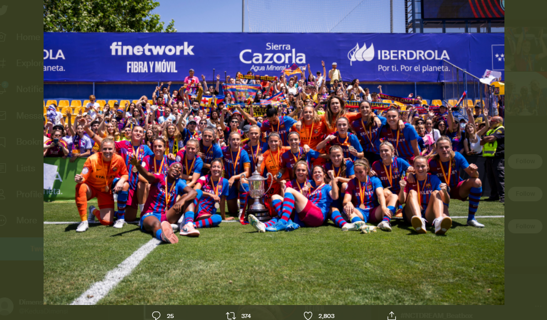 Barcelona Femeni menjuarai Copa de la Reina usai menang 6-1 atas Sporting Huelva (29/5/2022).