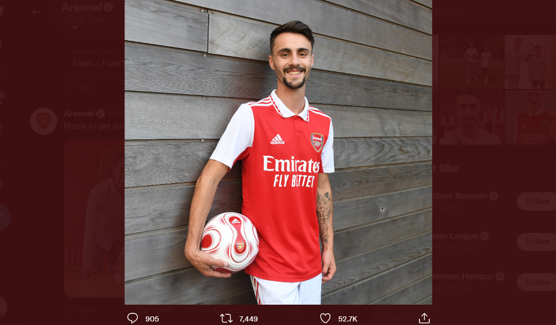 Fabio Vieira resmi bergabung dengan Arsenal pada Selasa (21/6/2022) malam WIB.