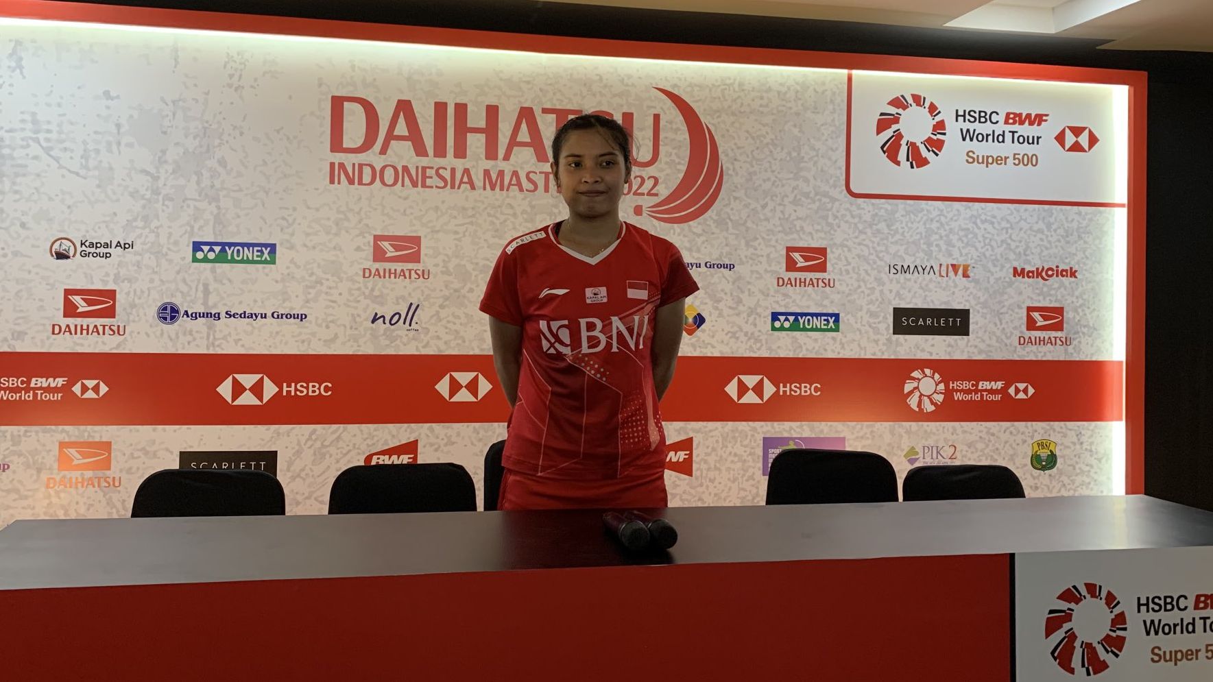Tunggal putri Indonesia, Gregoria Mariska Tunjung usai meraih kemenangan perdana di Indonesia Masters 2022, Rabu (8/6/2022).