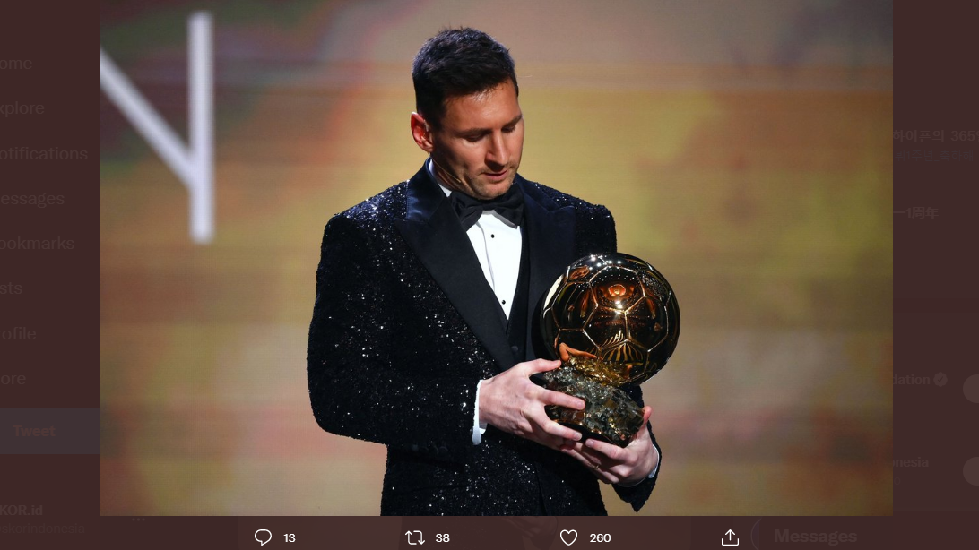 Lionel Messi memenangi gelar Ballon d'Or 2021.
