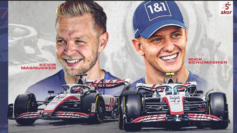 Duo pembalap Haas untuk F1 2022, Kevin Magnussen (kiri) dan Mick Schumacher (kanan).