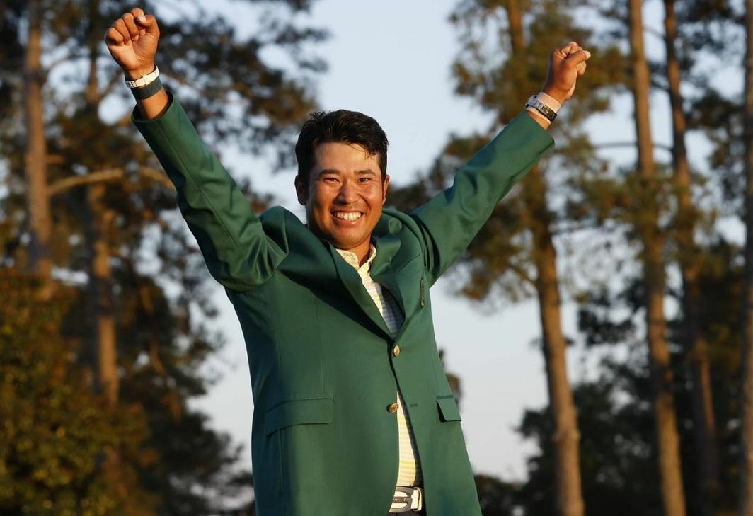 Hideki Matsuyama saat memenangkan turnamen golf Masters. 