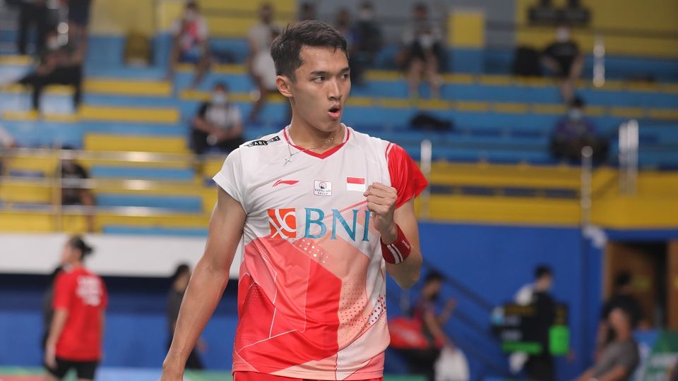 Tunggal putra Indonesia, Jonatan Christie, saat tampil pada laga babak pertama Badminton Asia Championships 2022 (BAC 2022) yang berlangsung di Manila, Filipina pada Rabu (27/4/2022).