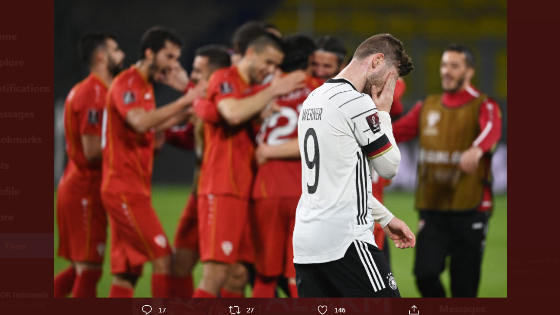 Timnas Jerman harus rela kalah dari Makedonia Utara.