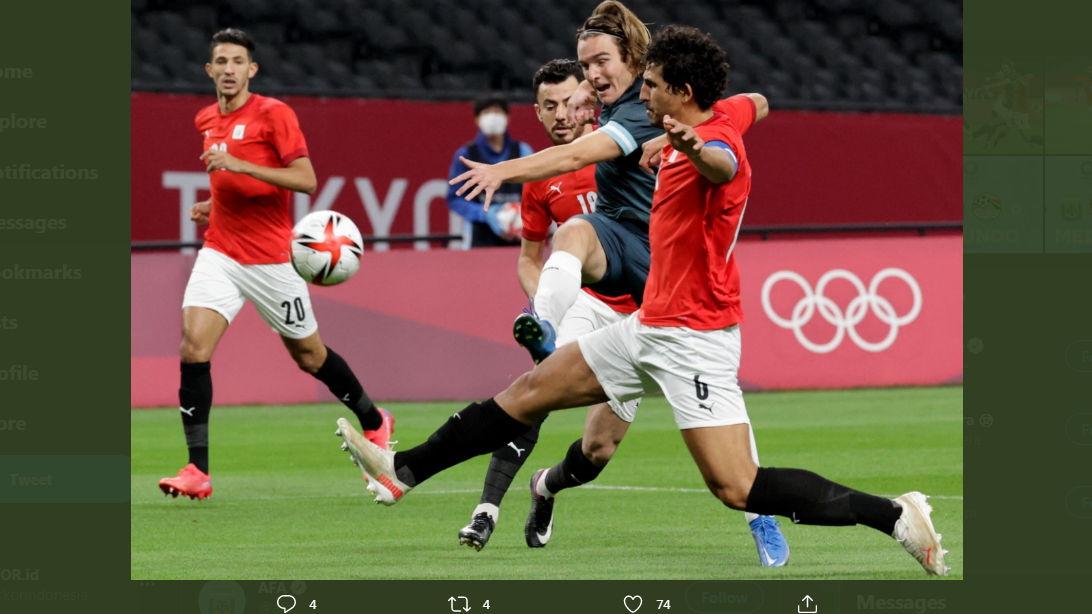 Laga Mesir vs Argentina di cabang olahraga sepak bola putra Olimpiade Tokyo 2020.