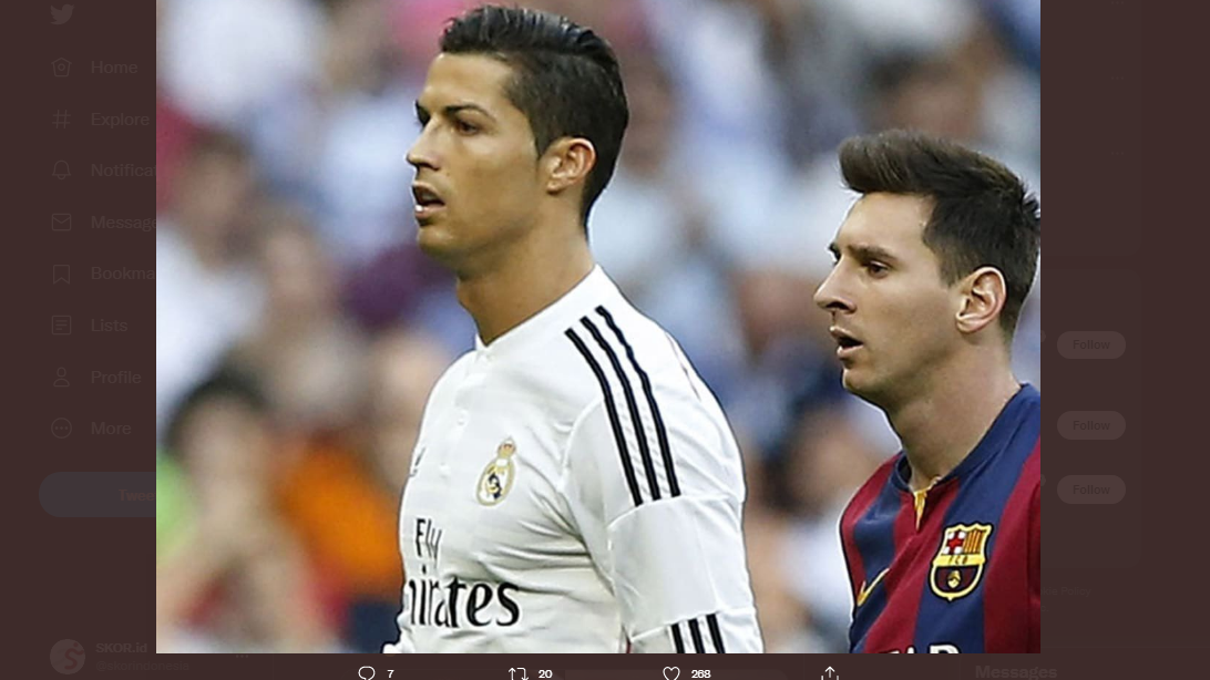 Cristiano Ronaldo (kiri) dan Lionel Messi (kanan) saat sama-sama berkarier di Liga Spanyol.
