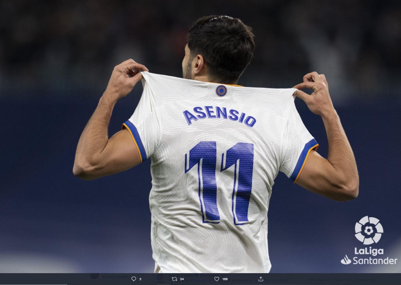 Marco Asensio mencetak gol untuk Real Madrid ke gawang Granada di Liga Spanyol.