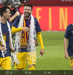 VIDEO: Barcelona Juara Copa del Rey, Gerard Pique Ambil Jaring Gawang sebagai Suvenir