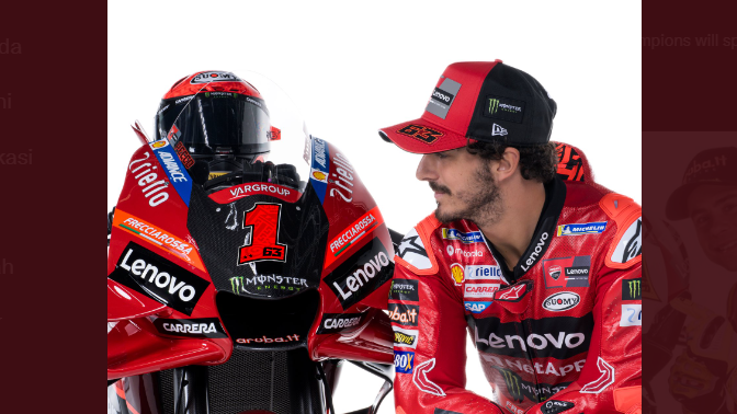 Juara bertahan MotoGP, Francesco Bagnaia memilih nomor motor 1 untuk dipakai mengarungi MotoGP 2023.