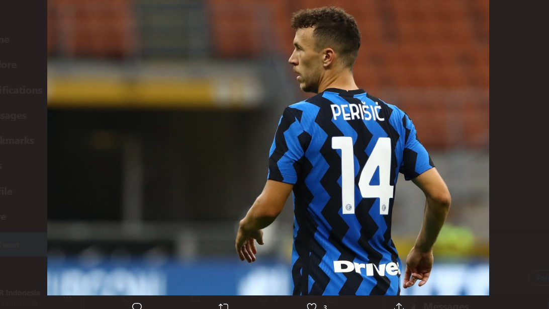 Pemain Inter Milan, Ivan Perisic, mencetak gol ke gawang Spezia.