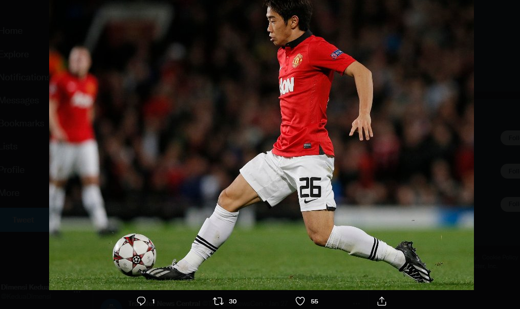 Shinji Kagawa saat bermain untuk Manchester United.
