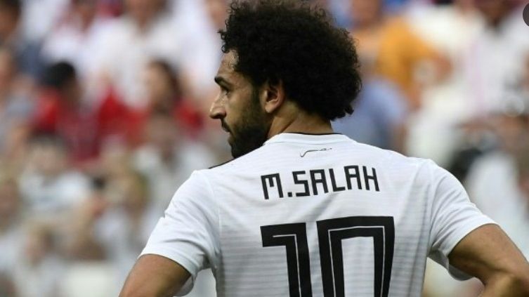 Mohamed Salah ketika tampil bersama timnas Mesir dalam Piala Dunia 2018 lalu menghadapi Arab Saudi, Juni 2018.