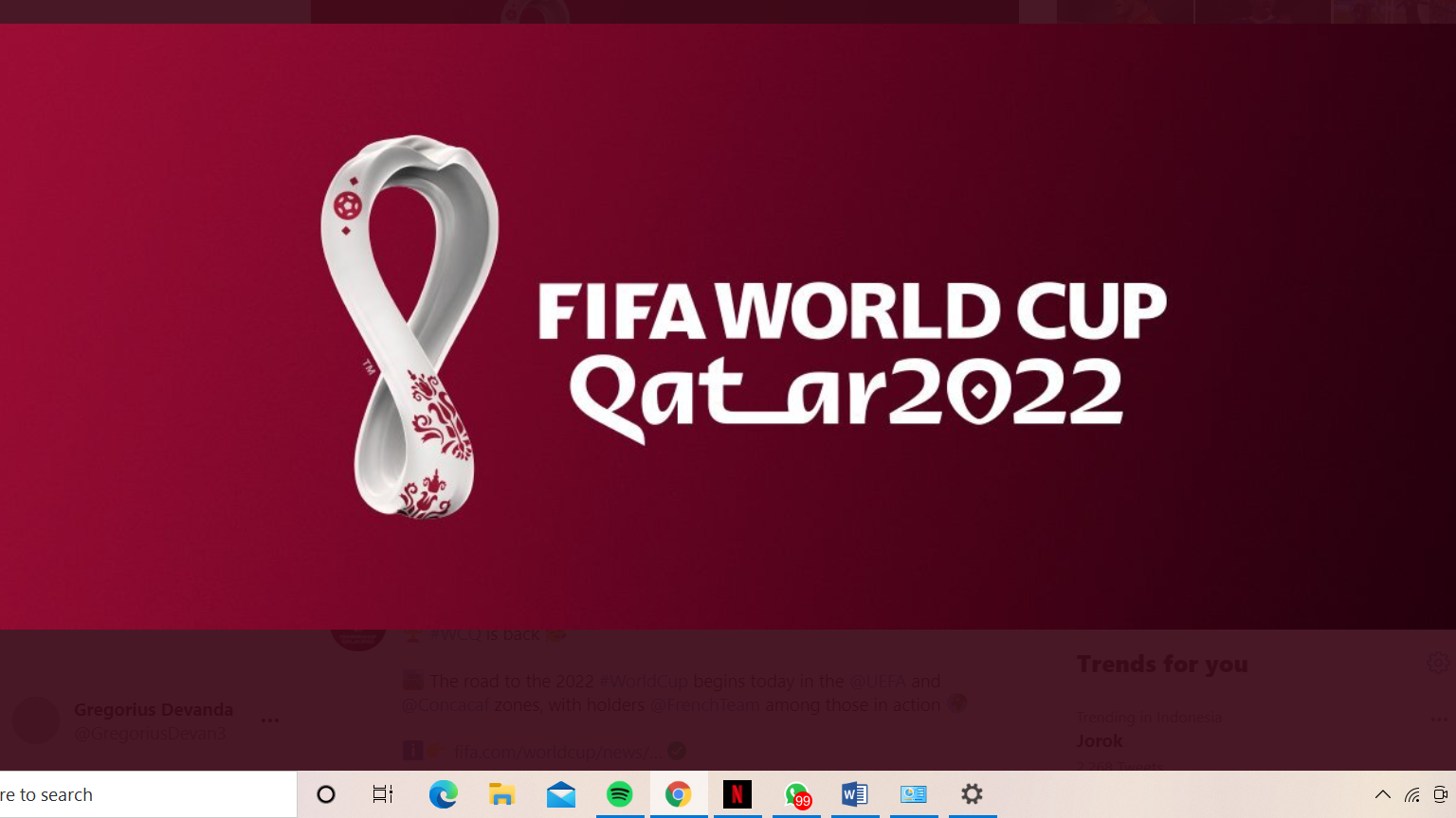 Logo Piala Dunia 2022 yang bakal diselenggarakan di Qatar.