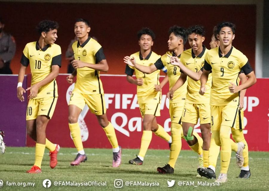 Para pemain timnas Malaysia U-16 saat tampil di Piala AFF U-16 2022.